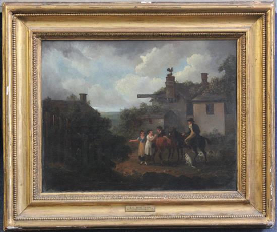 Julius Caesar Ibbetson (1759-1817) Travellers beside an inn, 11.5 x 14.75in.